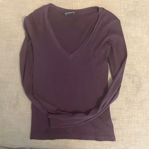 Brandy Melville Purple Long Sleeve V-Neck Tee Shirt